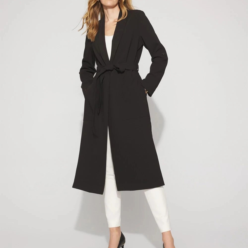 Crepe Duster Coat with Self-Belt New with tags size M retail $195 - Picture 1 of 4